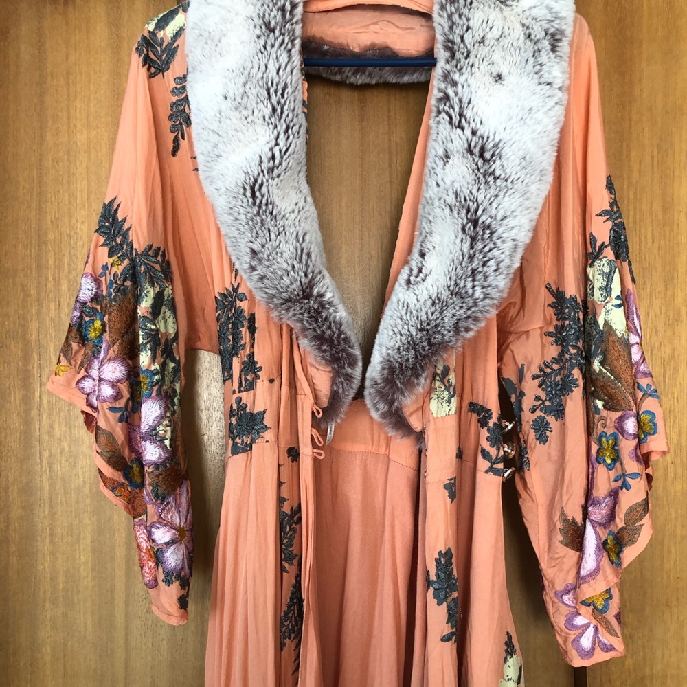 Free People Anthropologie embroidered robe